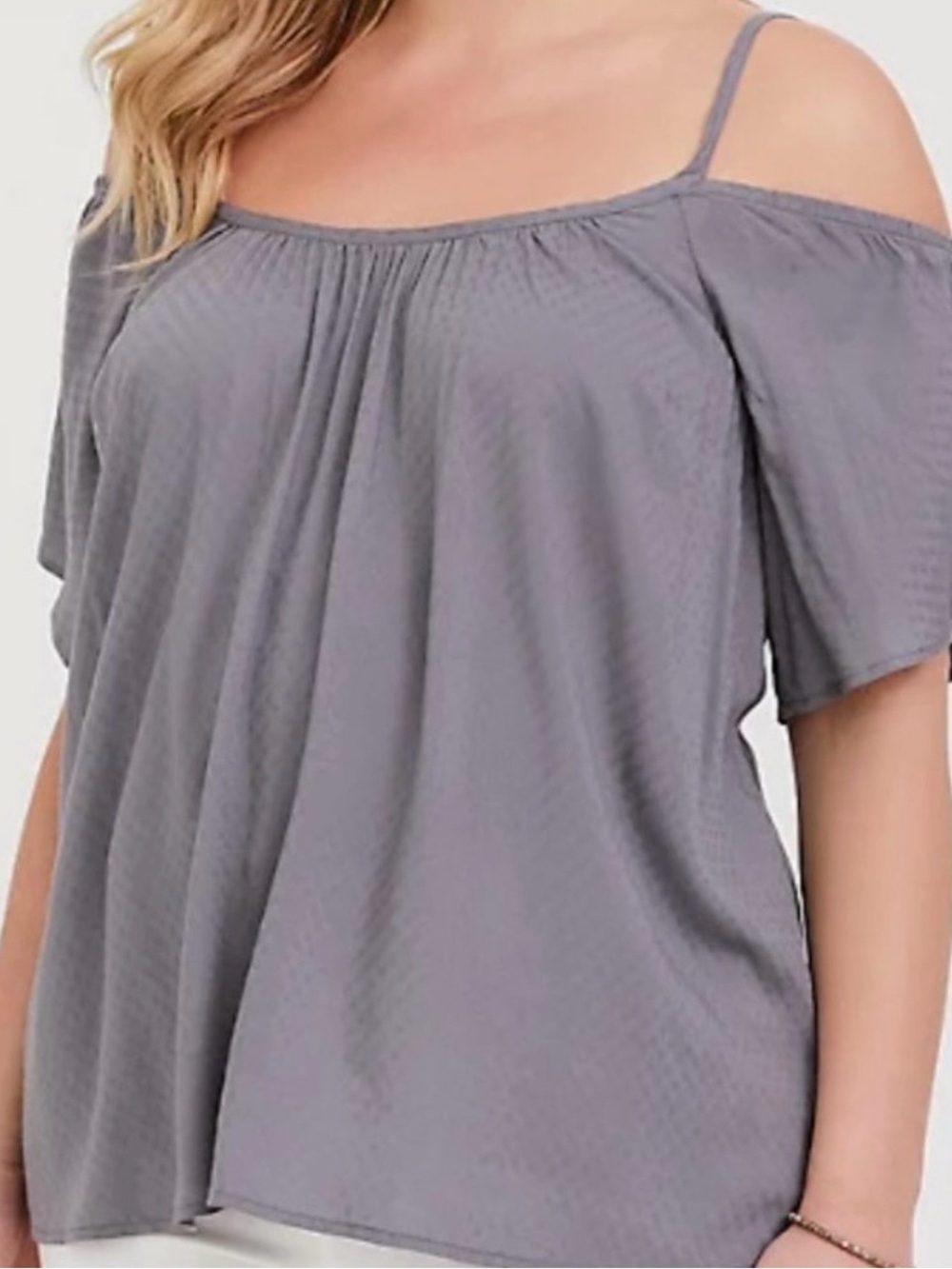 torrid Gray Cold-Shoulder Tunic Top